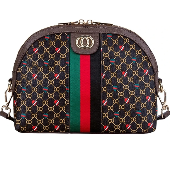 Adorable Monogram Brown and Tan Dome Shape Crossbody - Picture 1 of 6